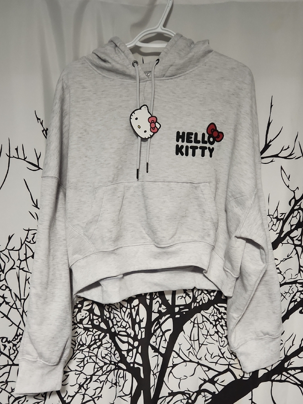 Hello Kitty Grey Cropped Hoodie